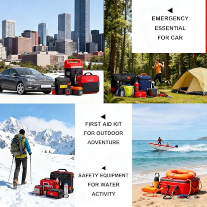 First Aid Kit 279PCS Car Home Camping Essentials Black Emergency Kit AMORNING - color: Black-279pcs