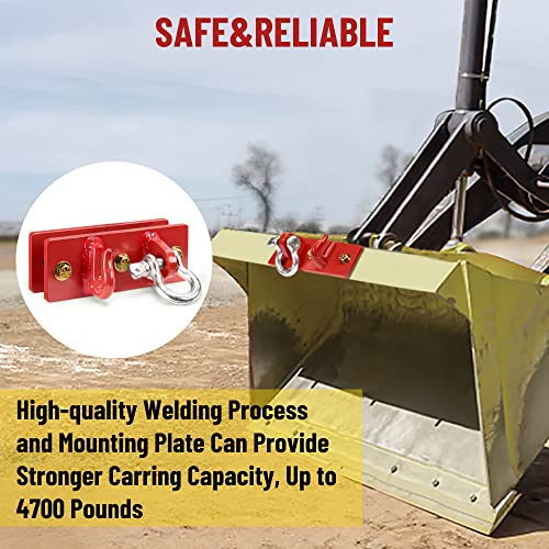 Tractor Bucket Hooks, Bolt On Clevis Mount with 1/2” Shackle, 5/16”Grab Hooks G70 Steel, Shackles Mount with Backer Plate, Heavy Duty Tow Hook for SUV RV UTV Tractors Bucket(Red) - color: Red