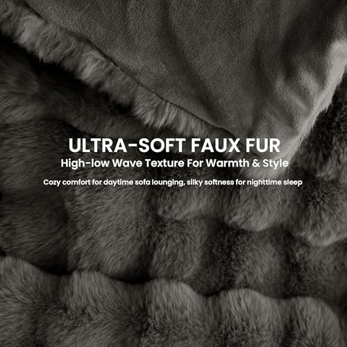 Electric Heated Blanket for Girls & Women, Soft & Luxurious,Faux Fur Heating Throw Blankets, 6 Heat Settings, Overheat Protection, Quick Heating, Memory Function, Giftable, 50"x60",Dark Taupe - color: Dark Taupe