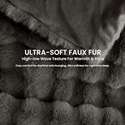 Electric Heated Blanket for Girls & Women, Soft & Luxurious,Faux Fur Heating Throw Blankets, 6 Heat Settings, Overheat Protection, Quick Heating, Memory Function, Giftable, 50"x60",Dark Taupe - color: Dark Taupe