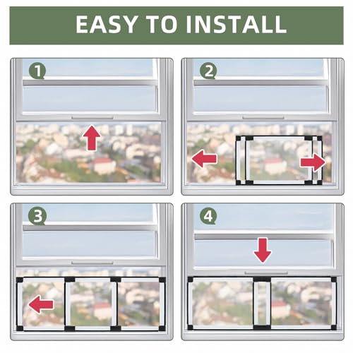 FLYZZZ Adjustable Window Screen (10" H x 19" - 36" W)) 2-Pack Small White Adjustable Screens for Windows with Sturdy Aluminum Mesh– Horizontal Use Only - size: 10" H x 19" - 36" W-2Packs