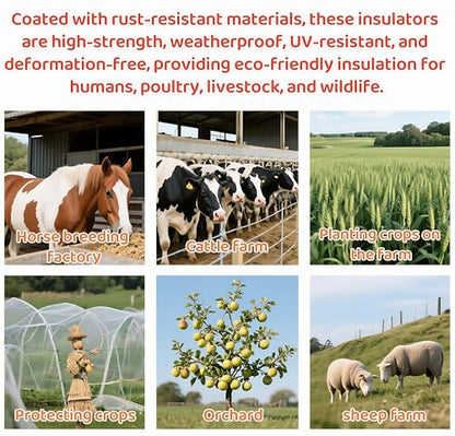 100 Pcs Black Electric Fence Insulator for Animal Husbandry Electronic | Screw-in Ring Design,1 Pcs Free Insulator Socket Tool, for Grid System Accessories Farm Livestock Wood Post Fencing