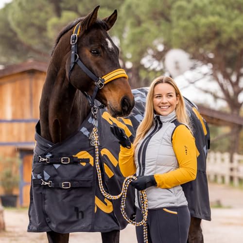 HORZE Nevada 1200D Lightweight Waterproof Horse Turnout Sheet with Fleece Lining (No Fill) - Dark Blue - 69 in