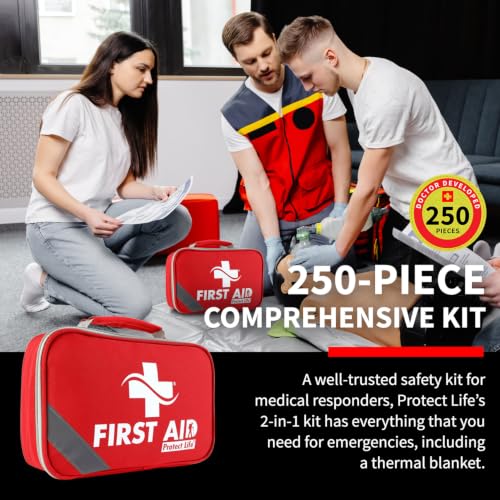 Protect Life First Aid Kit for Home & Business, 250 Pcs - size: 250 Pieces