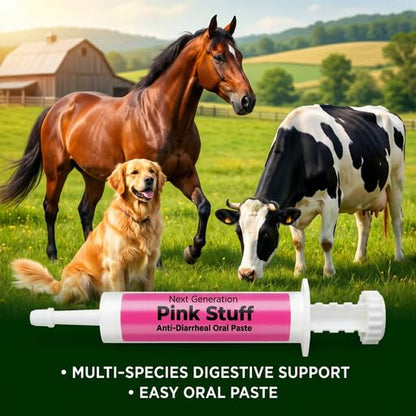 Next Generation The Pink Stuff Paste for Dogs Horses Cows, Anti Diarrhea Digestive Support Paste, Oral Syringe Easy Dosing, Kaolin Pectin Formula, Livestock and Pet Use, 80 ml