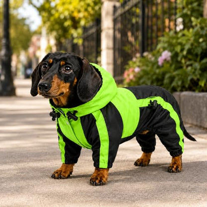 Lovelonglong Dog Hooded Raincoat, Small Dog Rain Jacket Poncho Waterproof Clothes with Hood Breathable 4 Feet Four Legs Rain Coats for Small Medium Large Pet Dogs Green L-S - color: Green, size: L-S (Medium Dog ~30lbs)