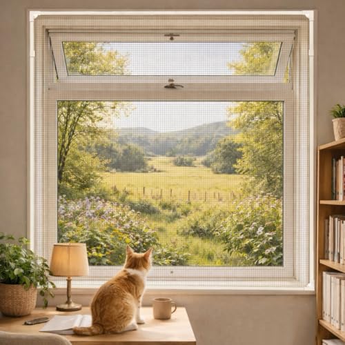 Byonder Magnetic Window Screen - Easy Install, Reusable & Durable Mesh, Perfect Fit for Most Windows - Keep Bugs Out Effortlessly, White Frame with Fiberglass Mesh, Up to Fits 60''x48'' - size: 60''x48''