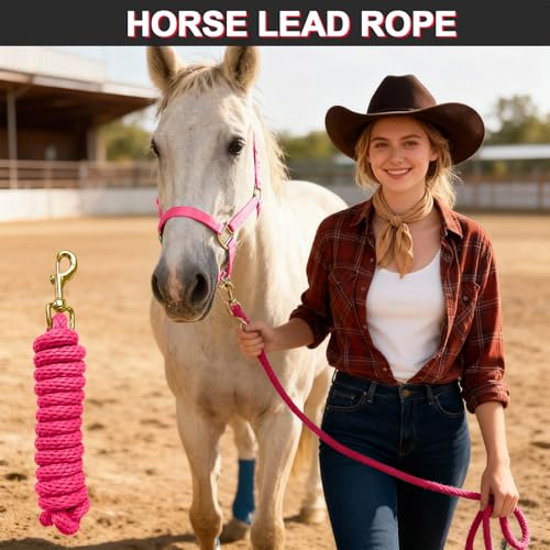 5/8" x 8' Nylon Horse Lead Rope (Peach Pink) - color: Peach Pink