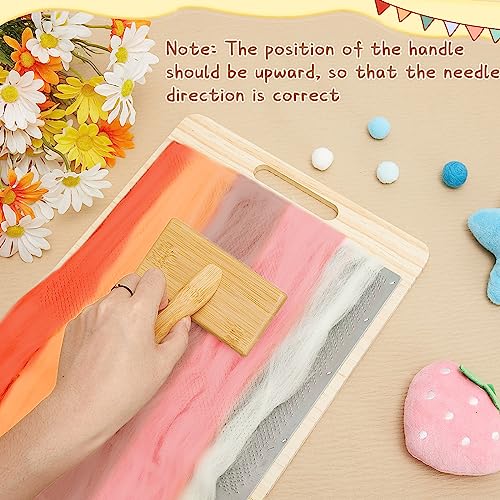 Tessco for you 4 Pcs Wool Blending Board Carding Brush Set with 1 Wool Hand Carders Wood Brush 2 Wooden Craft Sticks, Needle Felting Tools for Felt Needle Project Spinning Craft