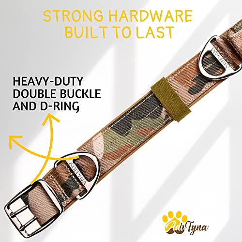 ADITYNA Heavy Duty Camo Dog Collar for Medium Dogs with Traffic Handle - color: Camo, size: Medium: Fit 15-19" Neck