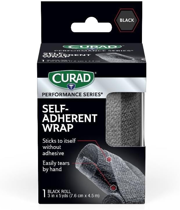 CURAD Performance Series Self-Adherent Wrap, Black, 3" x 5 yds (Pack of 5) - size: 1 Count (Pack of 5)