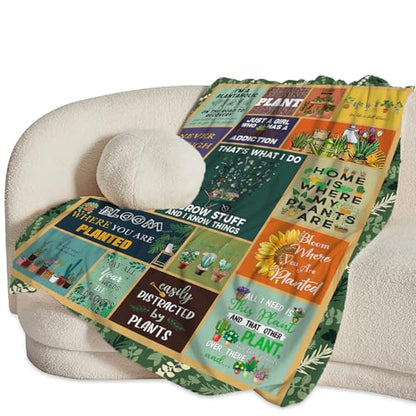 Gardening Lover Gifts Throw Blanket for Women Plant Gardeners Blanket Garden Blankets Plush Cozy Flannel Fleece Fuzzy Party Blanket 50"X40" - color: Gardening Plant, size: 50"x40"