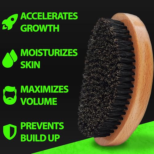 GROW Beard Brush & 360 Wave Brush for Men - Natural Boar Bristle For Fuller, Thicker Hair, Beard & Mustache - Premium Full-Size to Exfoliate, Strengthen Hair, Stimulate & Boost Growth (Pack of 2) - size: XL Brush (Pack of 2)