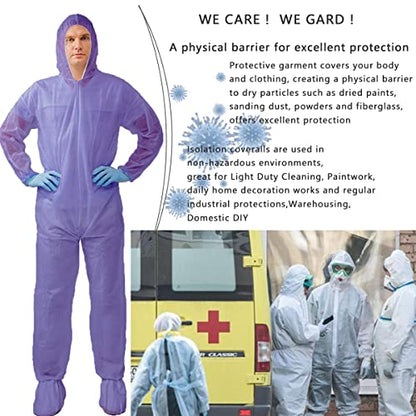 Hazmat Suits,10 Colors Options Disposable Protective Coveralls, Paint Suit with Elastic Wrists Ankles and Hood - color: Purple, size: XX-Large