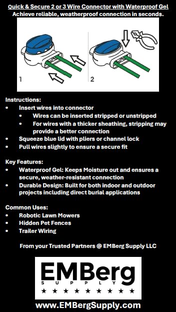 EMBerg Waterproof Wire Splice Kit for Wire Break Repair in Electric In-Ground Dog Fence Systems and Robot Lawn Mowers