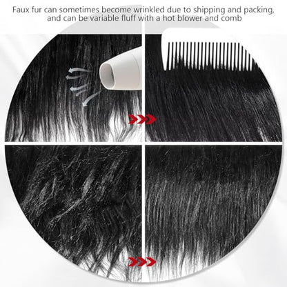 Tatuo 2 X 60 Inch Black Fake Fur Fabric for Crafts Sewing DIY - color: Black, size: 2 x 60 Inch