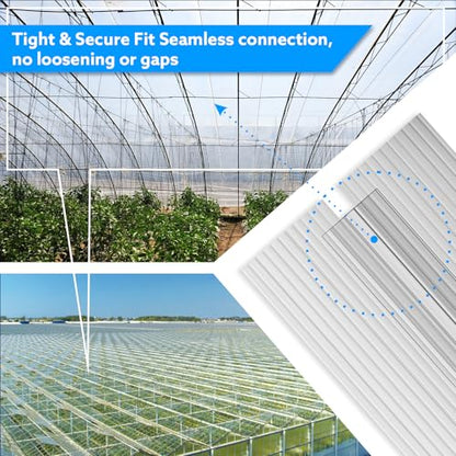 10-Pack 4ft Greenhouse Polycarbonate H-Channel Connectors, Heavy-Duty Twinwall Panel Joiners for 0.24” and 0.32” Panels, Weather Resistant Design, Includes 20 Screws and Work Gloves - size: 4' × 2.16’’ × 0.32’’