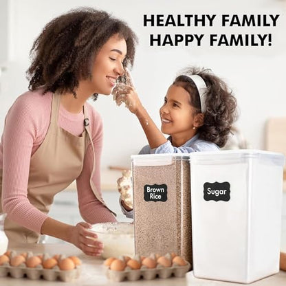 WHITE FEATHER SUPPLIES 2 PC [7 Qt / 6.5L / 220 Oz] Large Food Storage Containers with Lids Airtight - BPA Free Clear Plastic Kitchen and Pantry Storage Containers for Cereal, Flour, Sugar, Rice - color: White - 2 Pack