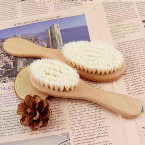 Wooden Handle And Super Soft Goat Hair, Soft Baby Brush For Newborns And Toddlers