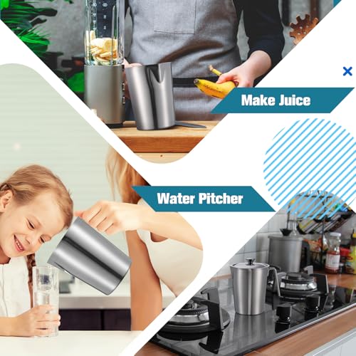 2 Pcs 16 oz Stainless Steel Pitcher with Lid(2 Cup, 500 ML) - size: 16 oz(2 Cup, 500 ML)