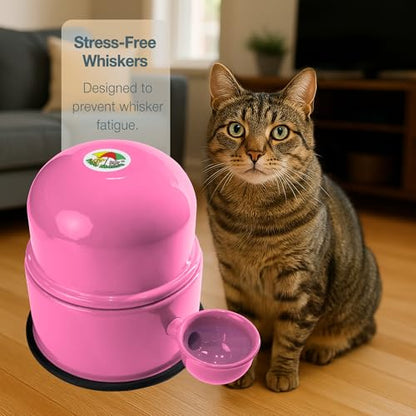Pet Water Dispenser for Dogs and Cats, 47.3 oz – Gravity-Fed Aluminum Water Bowl, Prevents Wet Fur, Provides Continuous Fresh Water, Electrostatic Coated Finish, Vida Mansa (Pink) - color: Pink