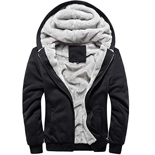 MANLUODANNI Men's Casual Hooed Hoodies Thick Wool Warm Winter Jacket Coats - color: W11black, size: 4X-Large
