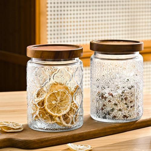 Adodeen Glass Storage Containers With Lids, Glass Jars With Lids, 24OZ - color: Window-24oz