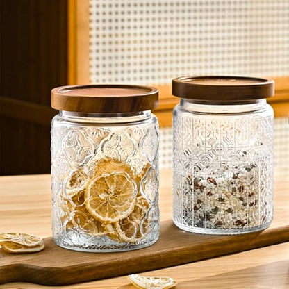 Adodeen Glass Storage Containers With Lids, Glass Jars With Lids, 24OZ - color: Window-24oz