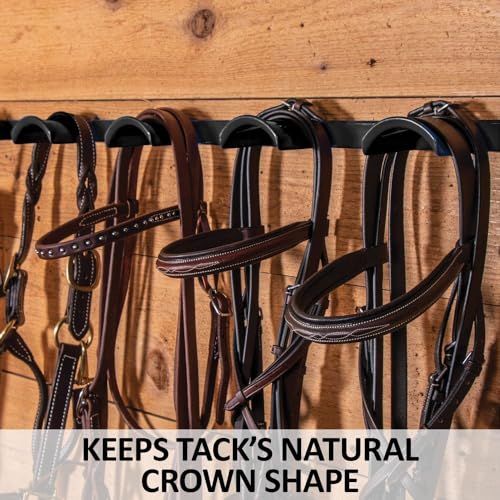 EASY-UP Coated Metal 5 Hook Rounded Tack Rack | Horse Tack Organizer for Barn & Equestrian Enthusiasts | Portable & Mountable with Supportive Crowns