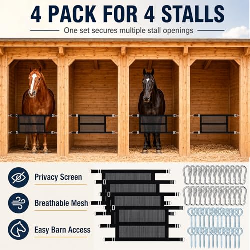 Zonon 4 Pack 29" x 20" Breathable Mesh Stall Guards for Horses
