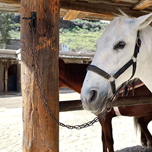 Dunzy 10 Pcs Bucket Hooks for Horses Bucket Hangers Holder Metal, Black - color: Black