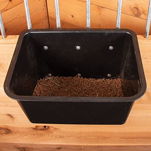 Dura-Tech Large Bucket with Hanging Arms 8 Gallons | Color Black | Universal Feed Tub | Prevents Spilled Grain | 8-Gallon Capacity