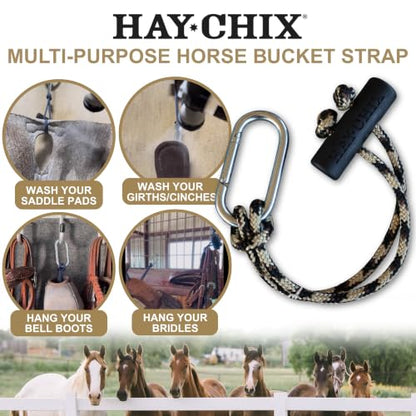 hay chix 14-Inch Horse Bucket Strap | Adjustable Stall Hanger, Leopard - color: Leopard