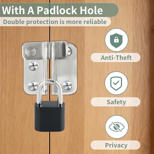 Mooche Flip Latch Gate Latch with Padlock Hole, Brushed-1Pack 1.8"*1.6" - color: Brushed, size: 1 pack-Stainless Steel small size