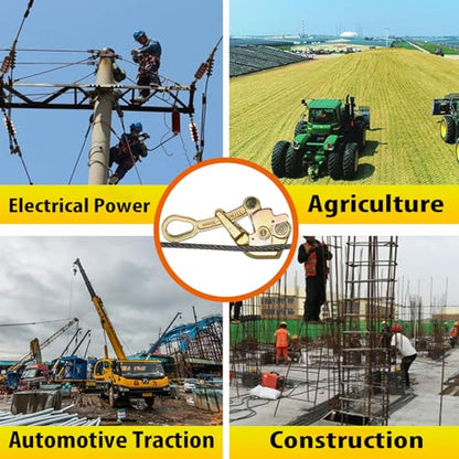 Cable Grip Steel Wire Puller Heavy-Duty Wire and Barbed Wire Fence Tensioner Tool for Easy Cable Stretching and Tensioning (1t/2210lb)