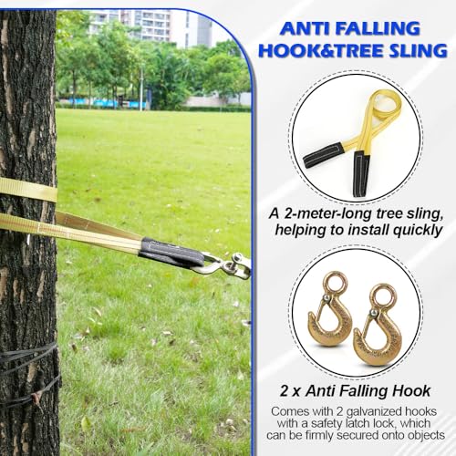 Zipline Tensioning Kit with Cable Grip Steel Wire Puller & 2 Safety Hooks