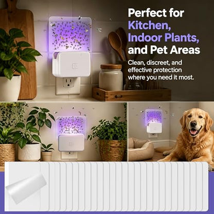 30 Pack Fly Traps Refill Cards (Refills Only) Compatible with LFSYS Plug in UV Light Fly Trap, Sticky Glue Board Refill for Fruit Flies, Gnats & Mosquitoes, Plug in Flying Trap Refills Indoor