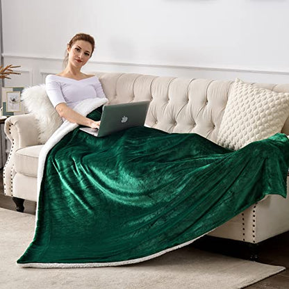 SOCHOW Sherpa Fleece Throw Blanket, Green, 50x60 inches - color: Green, size: 50"×60"