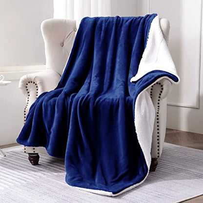 SOCHOW Sherpa Fleece Throw Blanket, Blue, 60x80 inches - color: Blue, size: 60"×80"