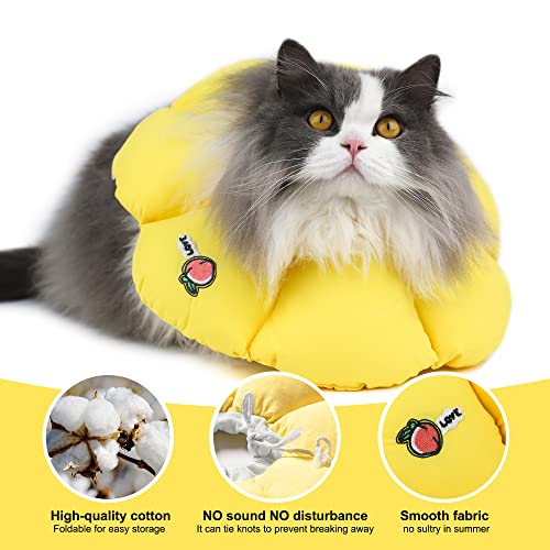 HiDREAM Cat Cone Collar,Cute Waterproof Elizabethan e Collar for Cats,Anti-Bite Lick Wound Healing Safety Cat Recovery Collar,Yellow Flower All-Season Style - color: Yellow flowers, size: Medium