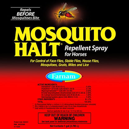 Farnam Mosquito Halt, Mosquito Repellent Spray for Horses, Quick Knockdown Against Mosquitoes, Flies and More, Black, 1 Gallon - size: 128 Fl Oz (Pack of 1)