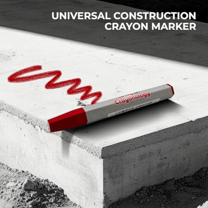 Lumber Crayons – Red, Pack of 12 | Hexagonal Construction Marking Crayons for Wood, Concrete, Asphalt, Metal | Durable, Smudge-Free, Break-Resistant - color: Red