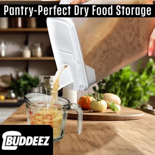 Buddeez Bulk Food Storage Container 8 Quart All Purpose Clear (White Lid)