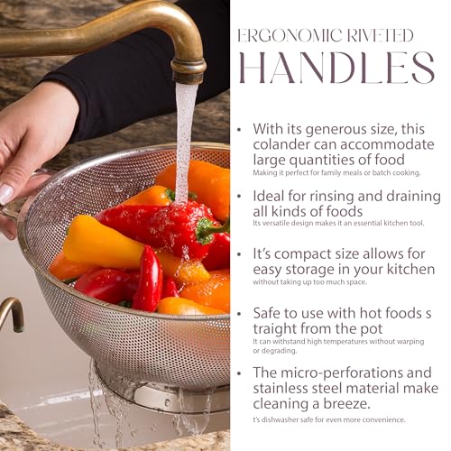 Bellemain Stainless Steel Colander for Kitchen, 3 & 5 Qt Strainers - size: 3Qrt + 5Qrt