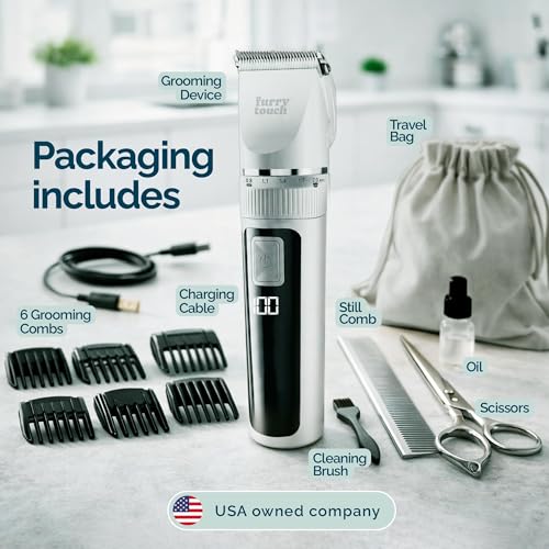 Dog Grooming Kit - 2 Power Modes Quiet & Strong, Cordless Dog Clippers for Grooming & Dogs Hair Trimmer for Groomings, Ceramic Blades, 6 Guide Combs, Rechargeable Trimmer for Cats and Pets