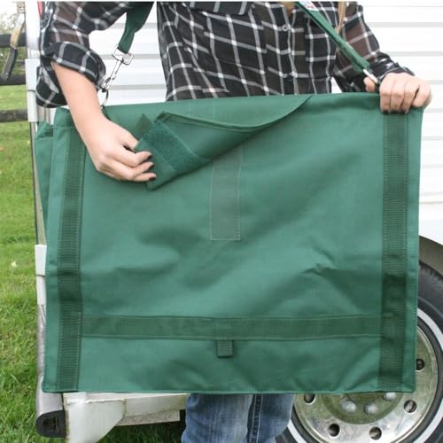 Dura-Tech Reinforced Top Horse Hay Saver Bag | 8 Slow Feeder Holes | Easily Carries and Hangs in Stalls | Hook & Loop Top Flap Closure | Mesh Bottom | Hold 4 Flakes of Hay - color: Navy