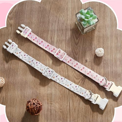 2 Pack Floral Goat Collars with Bells, Adjustable Nylon Sheep Collar 13.7-20.5 in, Loud Copper Bell Pet Anti Lost Grazing Collar for Small Farm Animal Goat Lamb Sheep Accessories, White Pink - style: Floral