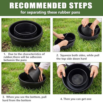 Sadny 4 Pcs Rubber Feed Pan, 1 Quart/0.25 Gallon and 4 Quart/1 Gallon - size: 1 Quart/0.25 Gallon and 4 Quart/1 Gallon