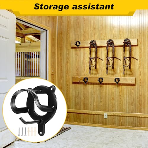 Dunzy 6 Pcs Bridle Hook Metal Holder Wall Mount Horse Barn, Black - color: Black