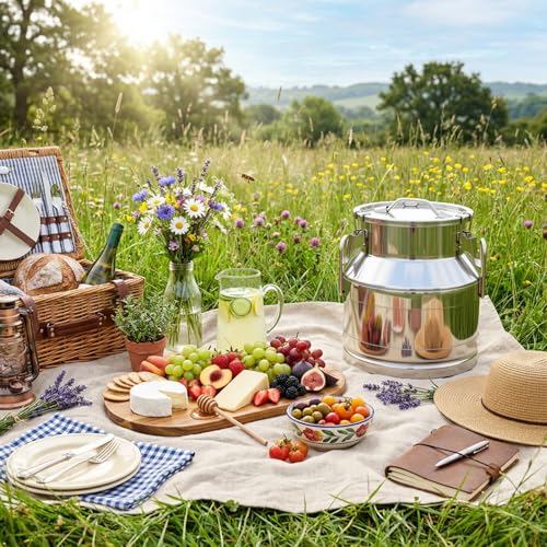 5 Gallon Stainless Steel Milk Can 20L Milk Jug | Food-grade Stainless Steel Container, Milk Bucket, Water Jug, Silicone Sealed Lid, Heavy Duty - size: 20 L/5 Gallon